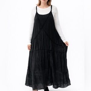 Cynthia Ashby Black Lagenlook Jumper Maxi Dress Silk Viscose Large